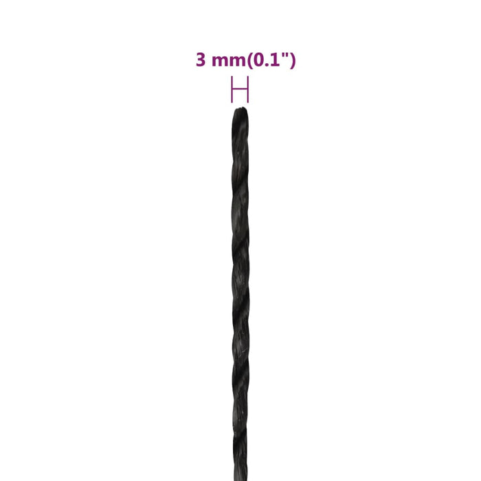 Frânghie de lucru, negru, 3 mm, 250 m, polipropilenă - WALTI WALTI