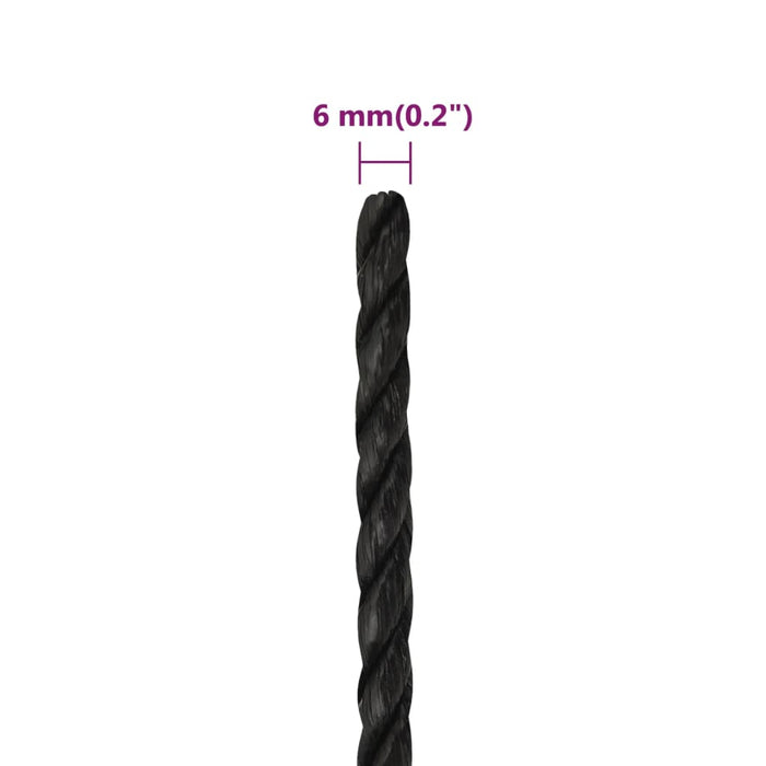 Frânghie de lucru, negru, 6 mm, 50 m, polipropilenă - WALTI WALTI