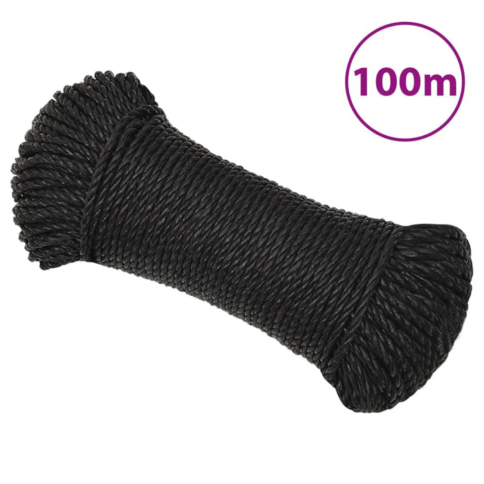 Frânghie de lucru, negru, 6 mm, 100 m, polipropilenă - WALTI WALTI