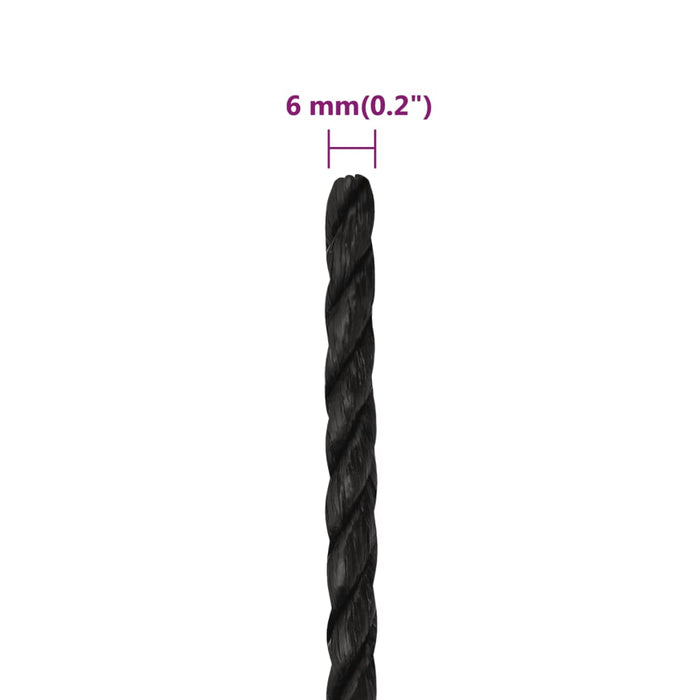 Frânghie de lucru, negru, 6 mm, 100 m, polipropilenă - WALTI WALTI