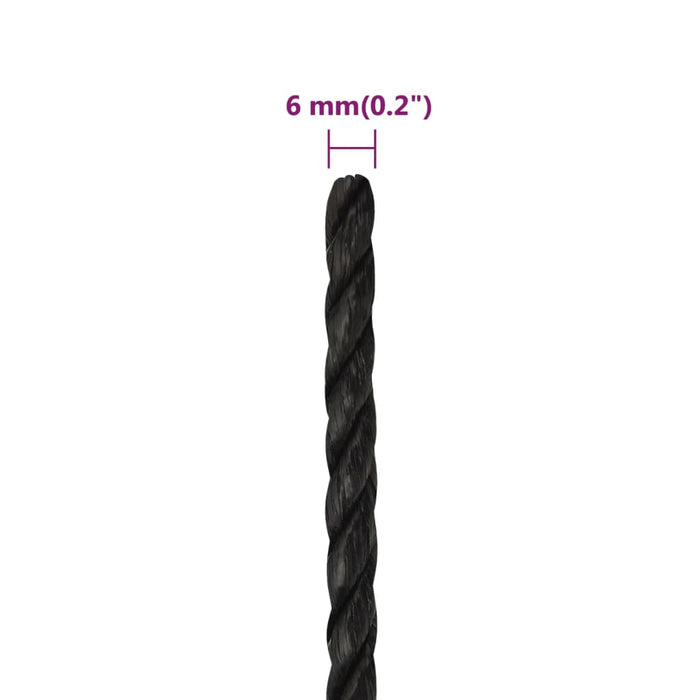 Frânghie de lucru, negru, 6 mm, 500 m, polipropilenă - WALTI WALTI