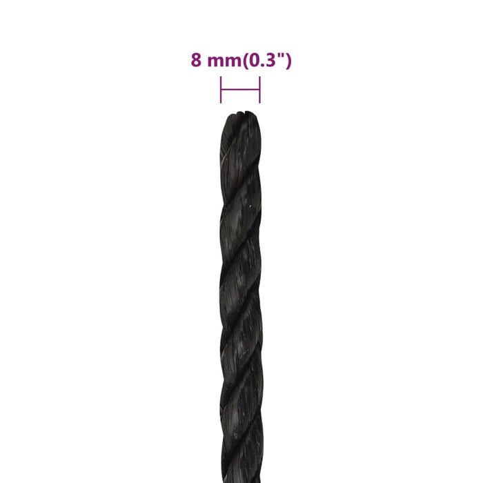 Frânghie de lucru, negru, 8 mm, 250 m, polipropilenă - WALTI WALTI