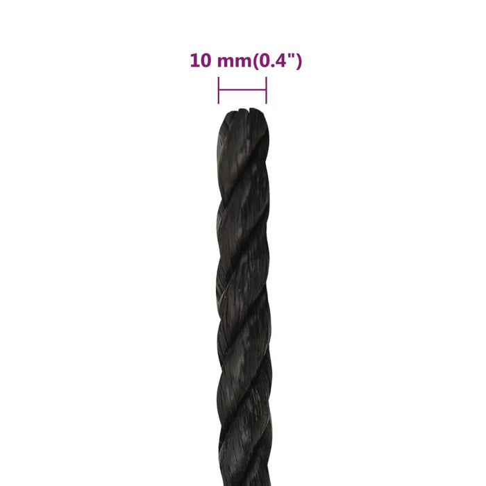 Frânghie de lucru, negru, 10 mm, 100 m, polipropilenă - WALTI WALTI