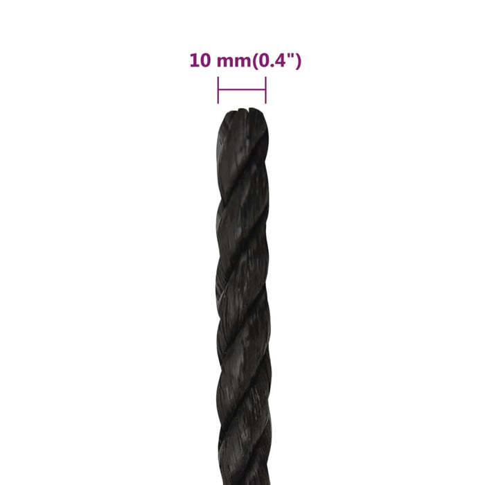 Frânghie de lucru, negru, 10 mm, 250 m, polipropilenă - WALTI WALTI