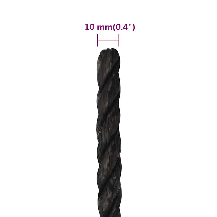 Frânghie de lucru, negru, 10 mm, 500 m, polipropilenă - WALTI WALTI