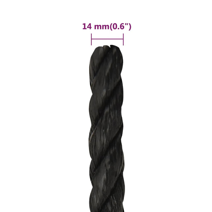 Frânghie de lucru, negru, 14 mm, 25 m, polipropilenă - WALTI WALTI