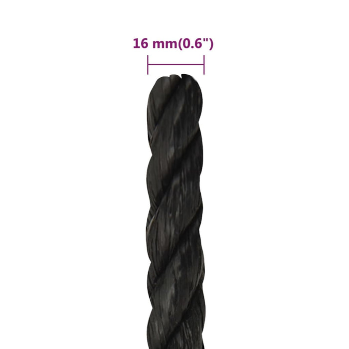 Frânghie de lucru, negru, 16mm, 50 m, polipropilenă - WALTI WALTI