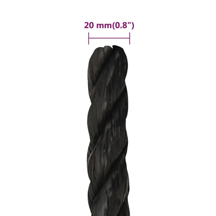 Frânghie de lucru, negru, 20 mm, 50 m, polipropilenă - WALTI WALTI