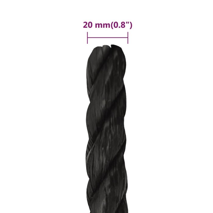 Frânghie de lucru, negru, 20 mm, 100 m, polipropilenă - WALTI WALTI