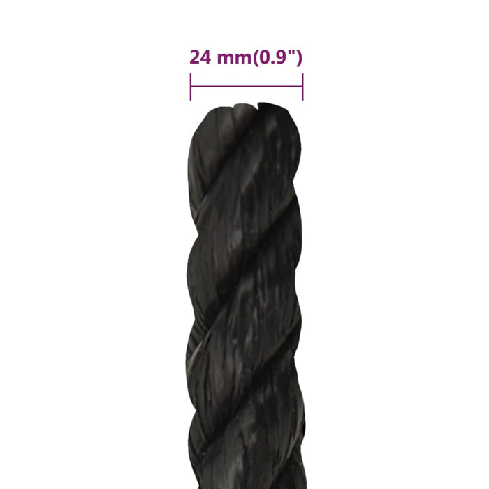 Frânghie de lucru, negru, 24 mm, 50 m, polipropilenă WALTI