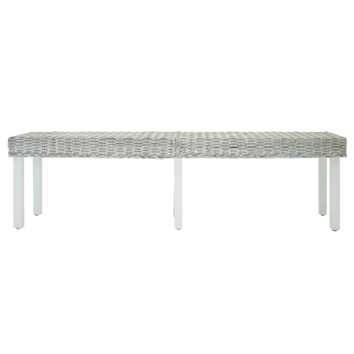Bancă alb 160x35x45 cm, ratan kubu natural și lemn masiv mahon - WALTI WALTI