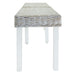 Bancă alb 160x35x45 cm, ratan kubu natural și lemn masiv mahon - WALTI WALTI