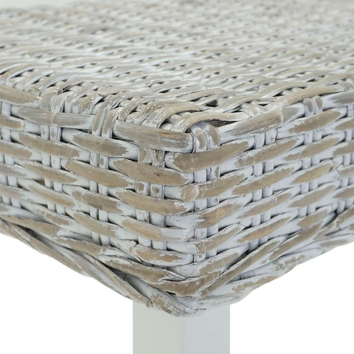 Bancă alb 160x35x45 cm, ratan kubu natural și lemn masiv mahon - WALTI WALTI