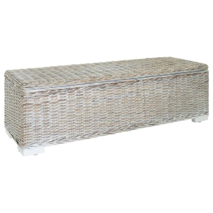Ladă depozitare alb 110 cm ratan kubu natural/lemn masiv mahon - WALTI WALTI
