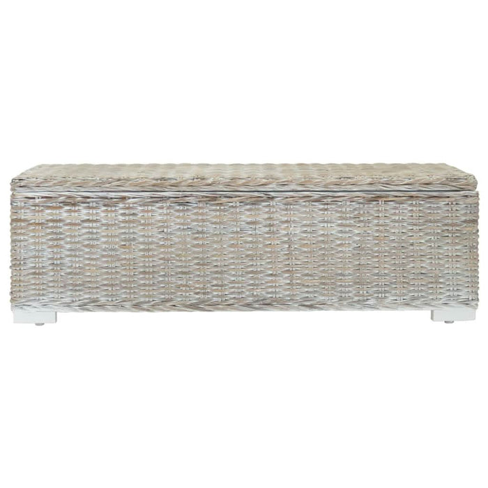 Ladă depozitare alb 110 cm ratan kubu natural/lemn masiv mahon - WALTI WALTI
