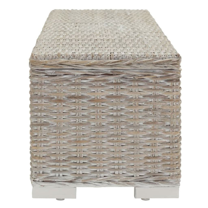 Ladă depozitare alb 110 cm ratan kubu natural/lemn masiv mahon - WALTI WALTI