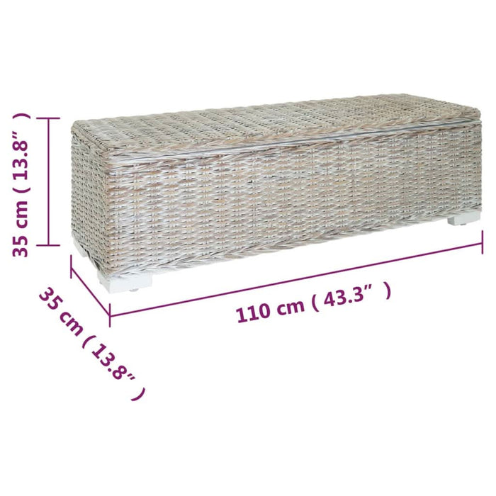 Ladă depozitare alb 110 cm ratan kubu natural/lemn masiv mahon - WALTI WALTI