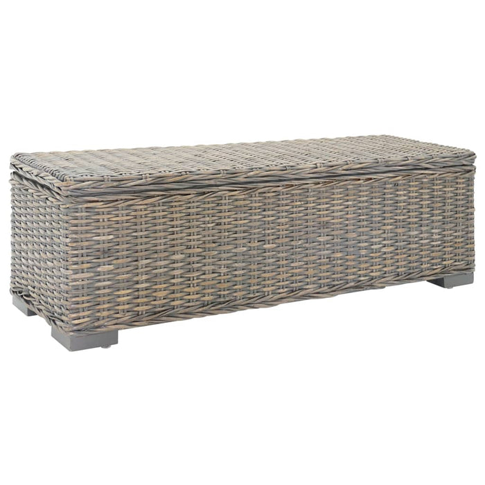 Ladă depozitare gri 110 cm ratan kubu natural/lemn masiv mahon - WALTI WALTI