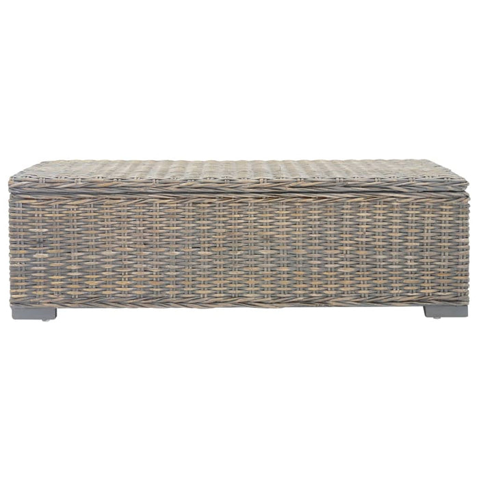 Ladă depozitare gri 110 cm ratan kubu natural/lemn masiv mahon - WALTI WALTI