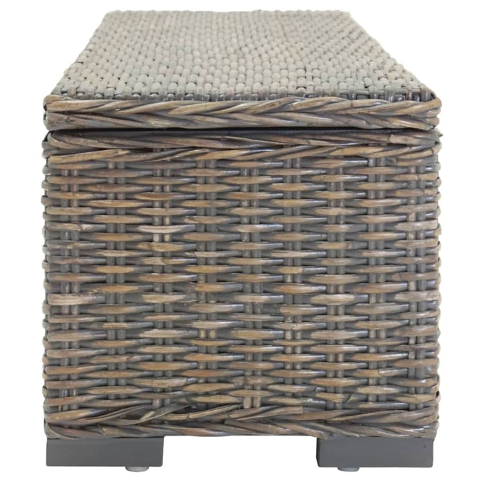 Ladă depozitare gri 110 cm ratan kubu natural/lemn masiv mahon - WALTI WALTI