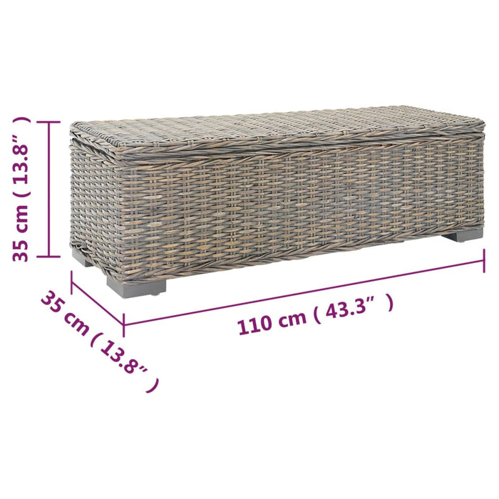 Ladă depozitare gri 110 cm ratan kubu natural/lemn masiv mahon - WALTI WALTI