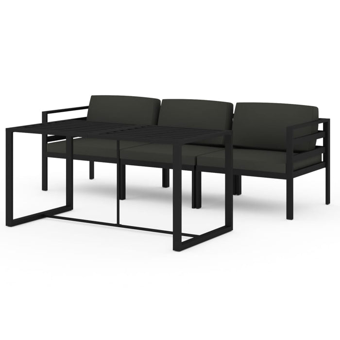 Set mobilier de grădină cu perne, 4 piese, antracit, aluminiu - WALTI WALTI
