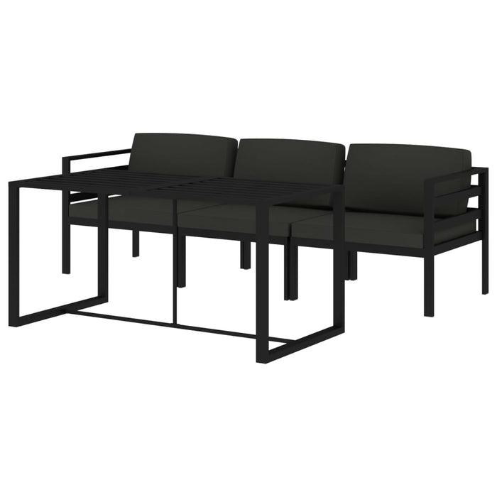 Set mobilier de grădină cu perne, 4 piese, antracit, aluminiu - WALTI WALTI