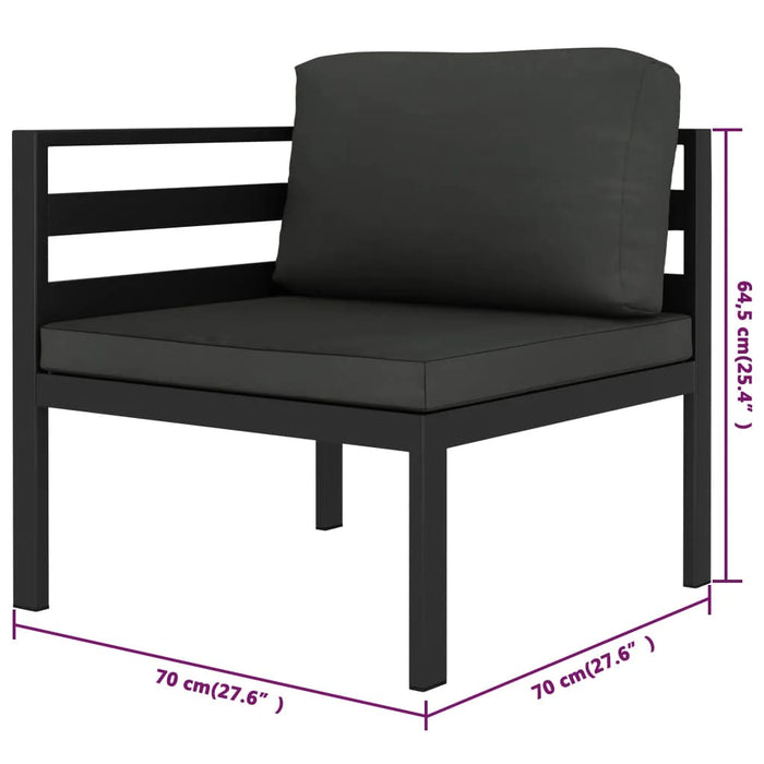 Set mobilier de grădină cu perne, 5 piese, antracit, aluminiu - WALTI WALTI