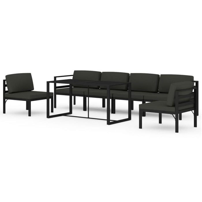 Set mobilier de grădină cu perne, 7 piese, antracit, aluminiu - WALTI WALTI