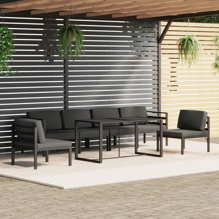Set mobilier de grădină cu perne, 7 piese, antracit, aluminiu - WALTI WALTI