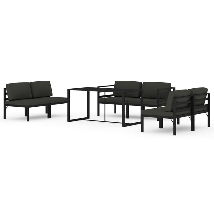 Set mobilier de grădină cu perne, 7 piese, antracit, aluminiu - WALTI WALTI