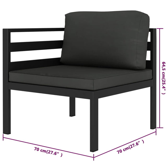 Set mobilier de grădină cu perne, 7 piese, antracit, aluminiu - WALTI WALTI