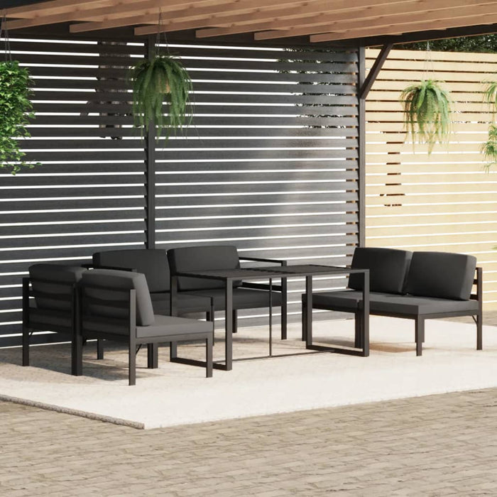 Set mobilier de grădină cu perne, 7 piese, antracit, aluminiu - WALTI WALTI