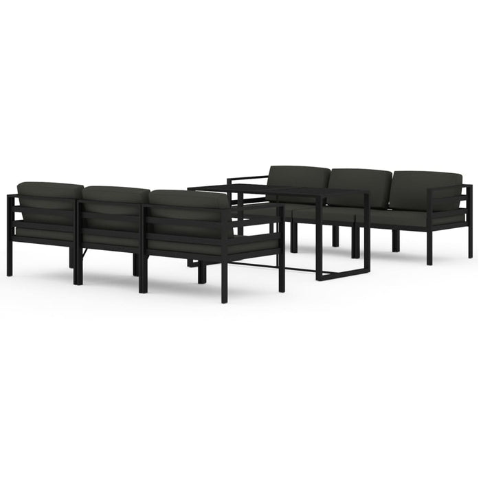 Set mobilier de grădină cu perne, 7 piese, antracit, aluminiu - WALTI WALTI