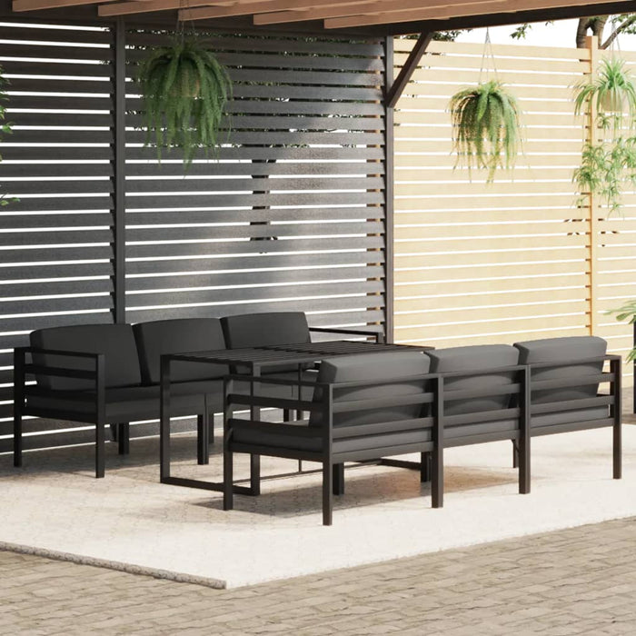 Set mobilier de grădină cu perne, 7 piese, antracit, aluminiu - WALTI WALTI