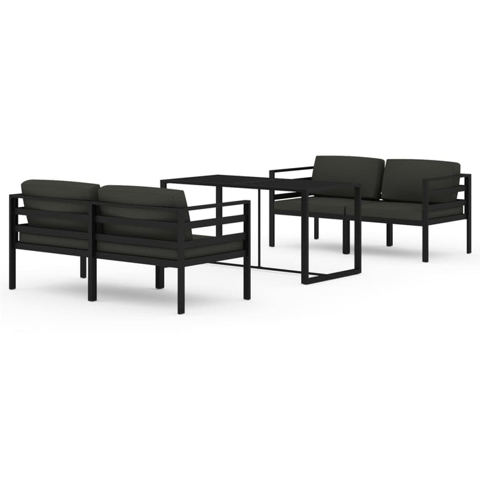Set mobilier de grădină cu perne, 5 piese, antracit, aluminiu - WALTI WALTI