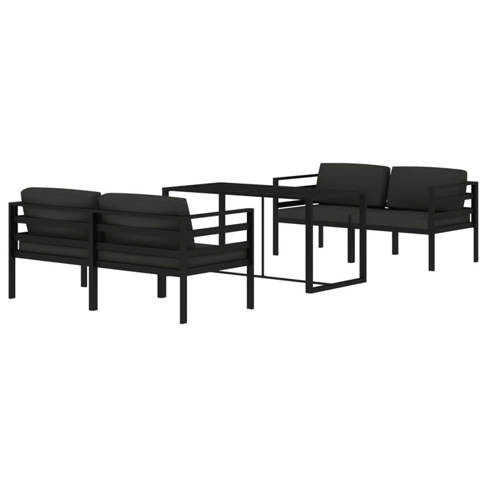 Set mobilier de grădină cu perne, 5 piese, antracit, aluminiu - WALTI WALTI