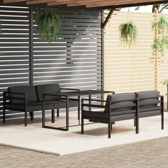 Set mobilier de grădină cu perne, 5 piese, antracit, aluminiu - WALTI WALTI