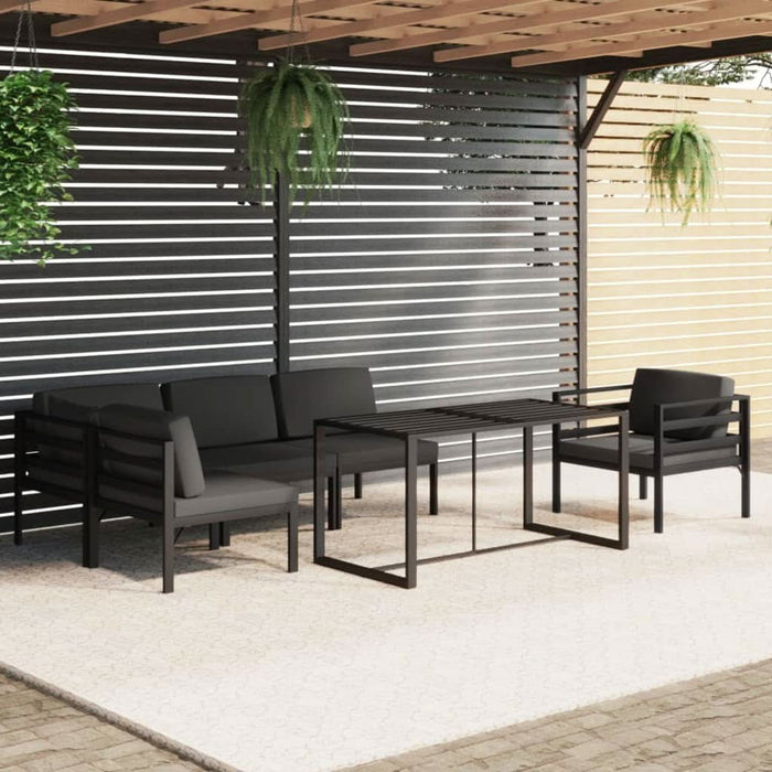 Set mobilier de grădină cu perne, 6 piese, antracit, aluminiu - WALTI WALTI