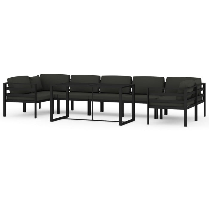 Set mobilier de grădină cu perne, 8 piese, antracit, aluminiu - WALTI WALTI