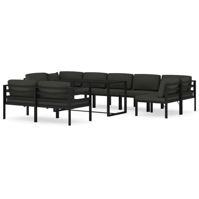Set mobilier relaxare grădină 10 piese perne aluminiu antracit - WALTI WALTI