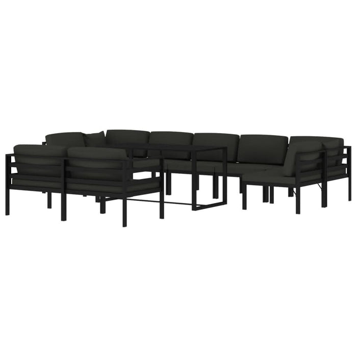 Set mobilier relaxare grădină 10 piese perne aluminiu antracit - WALTI WALTI