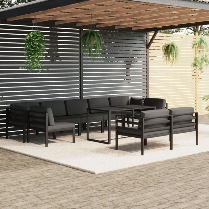 Set mobilier relaxare grădină 10 piese perne aluminiu antracit - WALTI WALTI