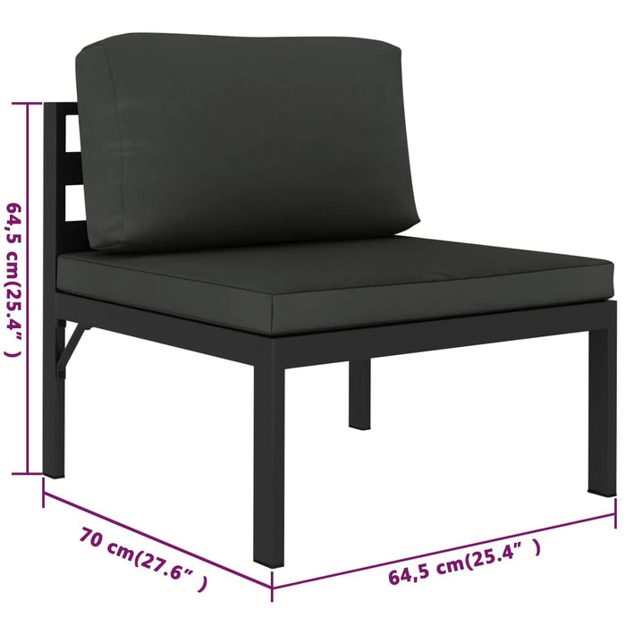 Set mobilier de grădină cu perne, 8 piese, antracit, aluminiu - WALTI WALTI