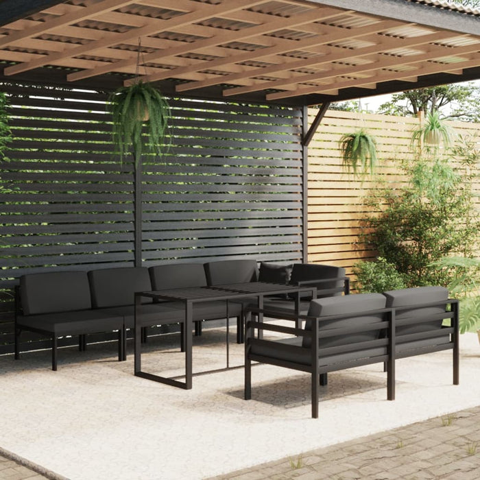 Set mobilier de grădină cu perne, 8 piese, antracit, aluminiu - WALTI WALTI