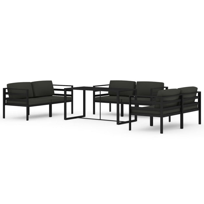 Set mobilier de grădină cu perne, 7 piese, antracit, aluminiu - WALTI WALTI