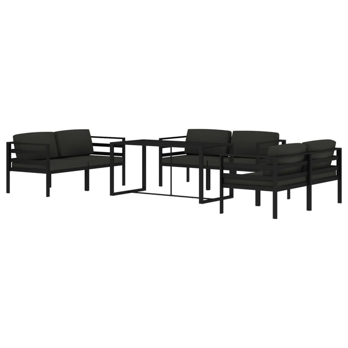 Set mobilier de grădină cu perne, 7 piese, antracit, aluminiu - WALTI WALTI