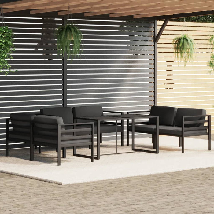 Set mobilier de grădină cu perne, 7 piese, antracit, aluminiu - WALTI WALTI
