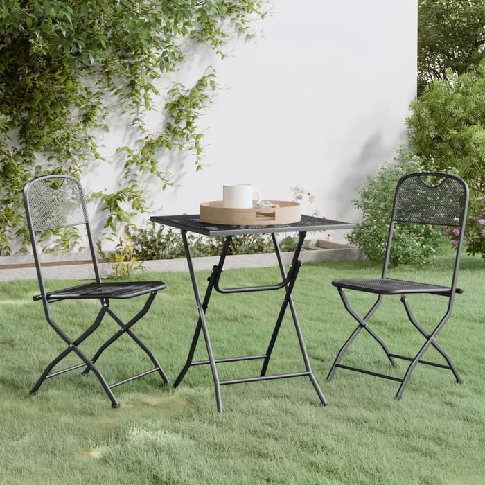 Set mobilier grădină 3 piese antracit plasă metalică expandată WALTI