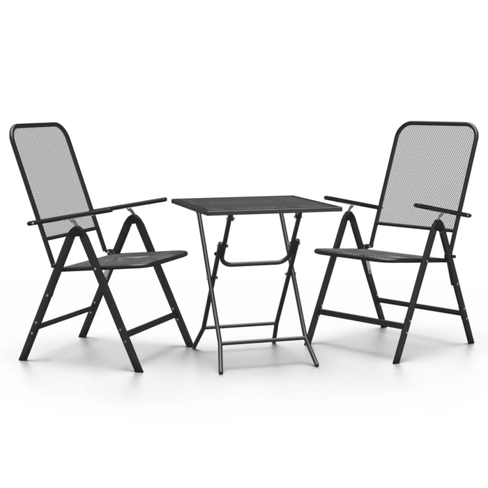 Set mobilier grădină 3 piese antracit plasă metalică expandată WALTI